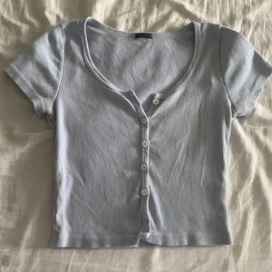 🤍 SOLD 🤍 Blue button up ribbed t shirt
